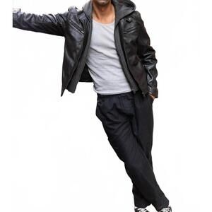 NEW MAURITIUS biko uf leather jacket in black